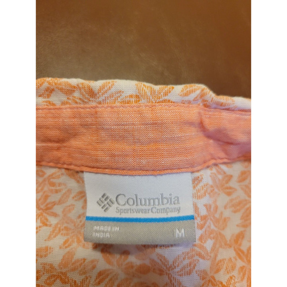 Columbia Pink Camp Henry II Floral Button Down Shirt Roll Tab Women's Medium - Picture 4 of 9